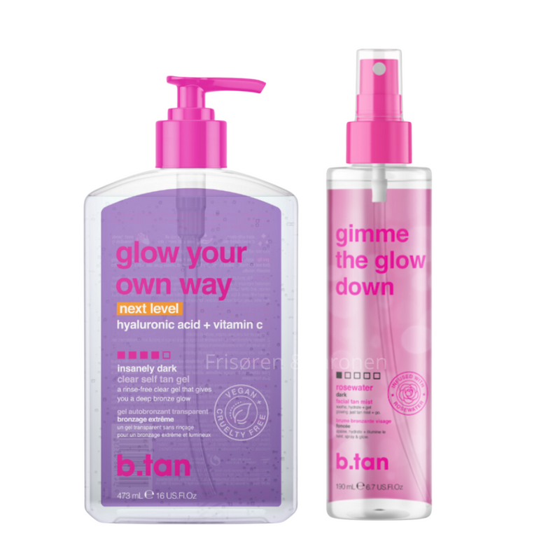 b.tan – Glow Your Own Way - Next Level Clear tanning gel 💜 & Gimme the glow down tan mist
