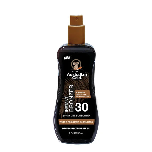 Australian Gold - Solcreme lotion med spray, SPF 30 m/Bronzer 237ml