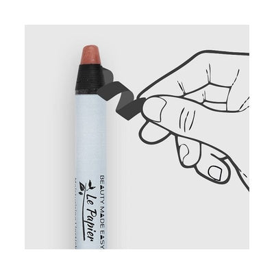 Hvid pen med sort top. Beauty Made Easy - Le Papier Læbestift Glossy Nude - Dusty Rose