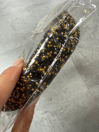 Hårbøjle – guld/sorte sten