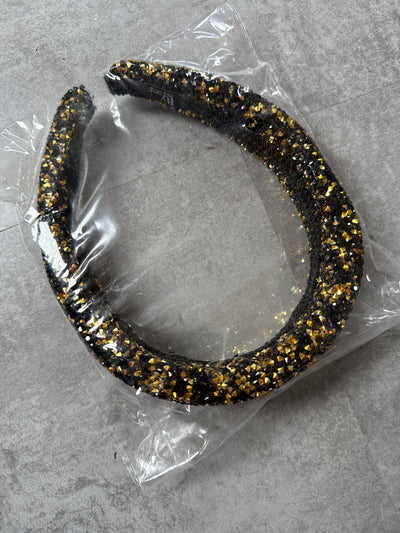 Hårbøjle – guld/sorte sten