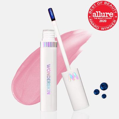 Sublim hvid læbestift beholder med colourshift logo og skrift. Wonderskin Wonder Blading Lip Stain Masque Beautiful Light Pink