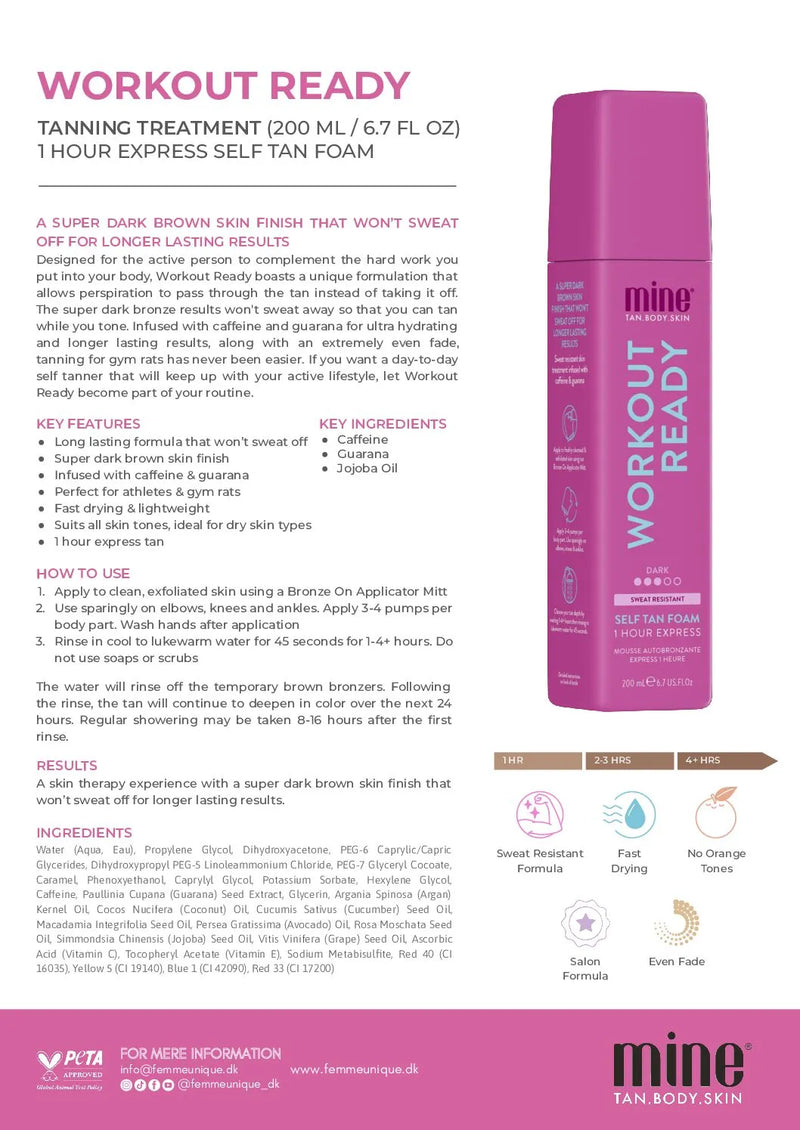 Minetan – Workout Ready, Tan Foam 200ml