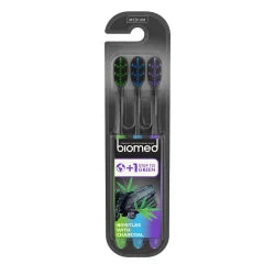 BIOMED - 3-PAK TANDBØRSTER MEDIUM MED CHARCOAL